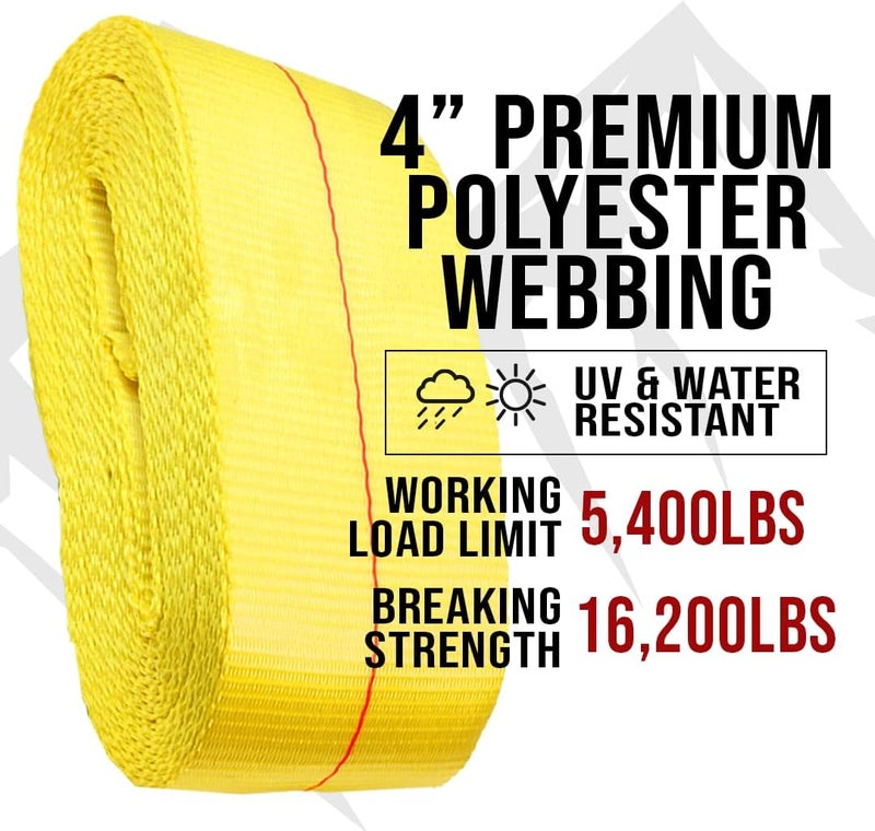 BoxerTool (2 Pack) 4" x 30' Heavy Duty Tie Down w/Twin J Hooks - DOT Compliant - Cargo Control for Flatbed Trucks, Utility Trailer - Image 2